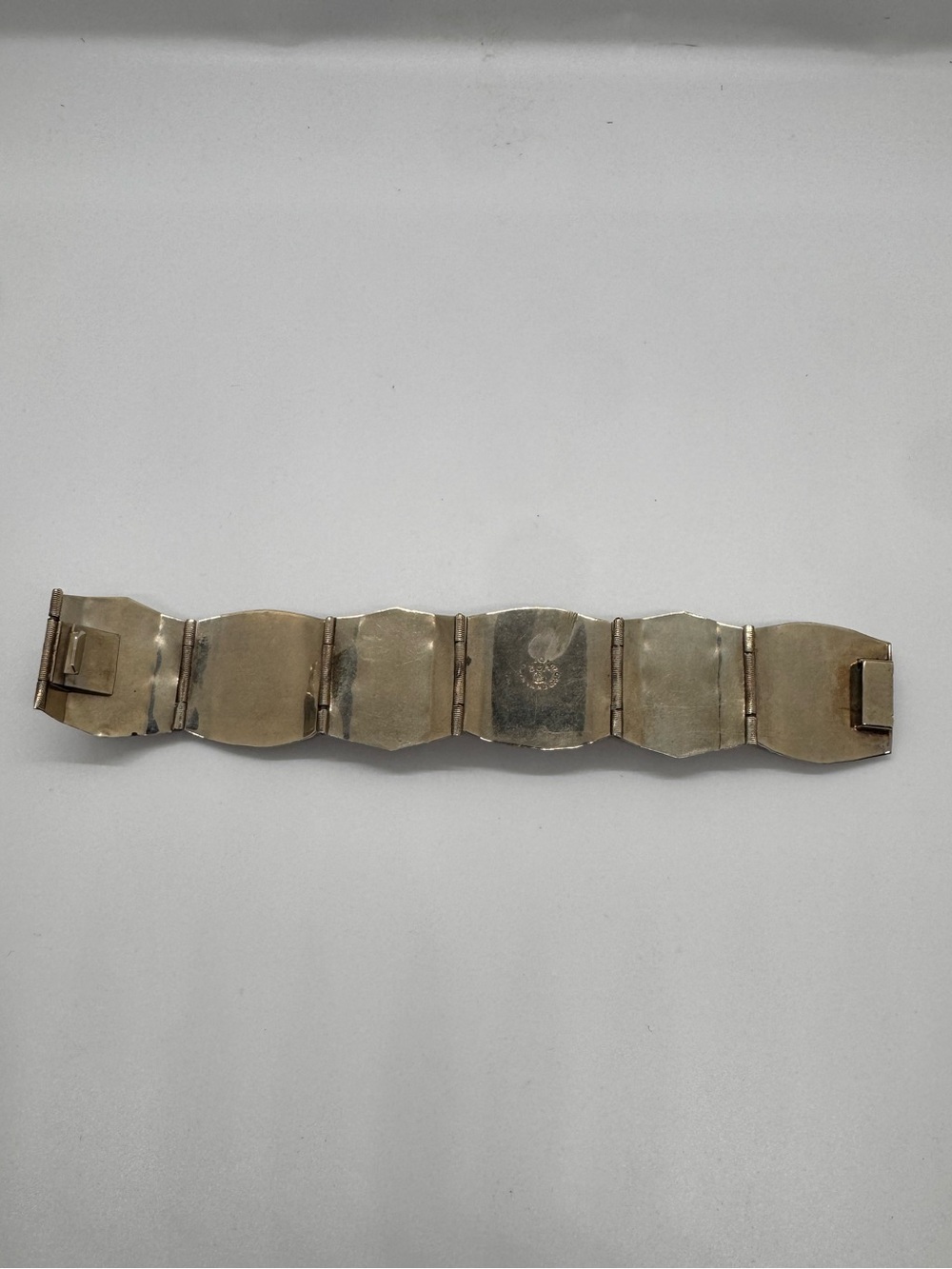 Vintage Taxco Mexico 925 Sterling Silver Abalone Aztec Mask Panel Bracelet - Picture 13 of 16